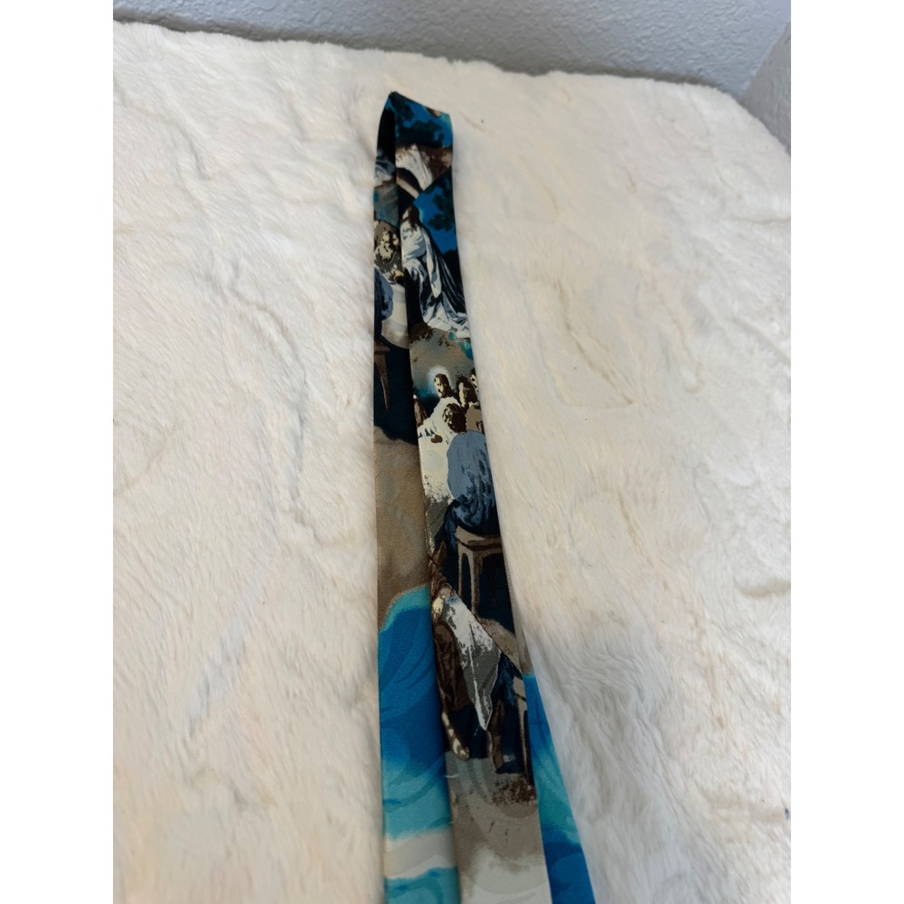 Gospitality Soul Winning Tie Mens Blue Religious Jesus Last Supper Crucifixion - Picture 8 of 10